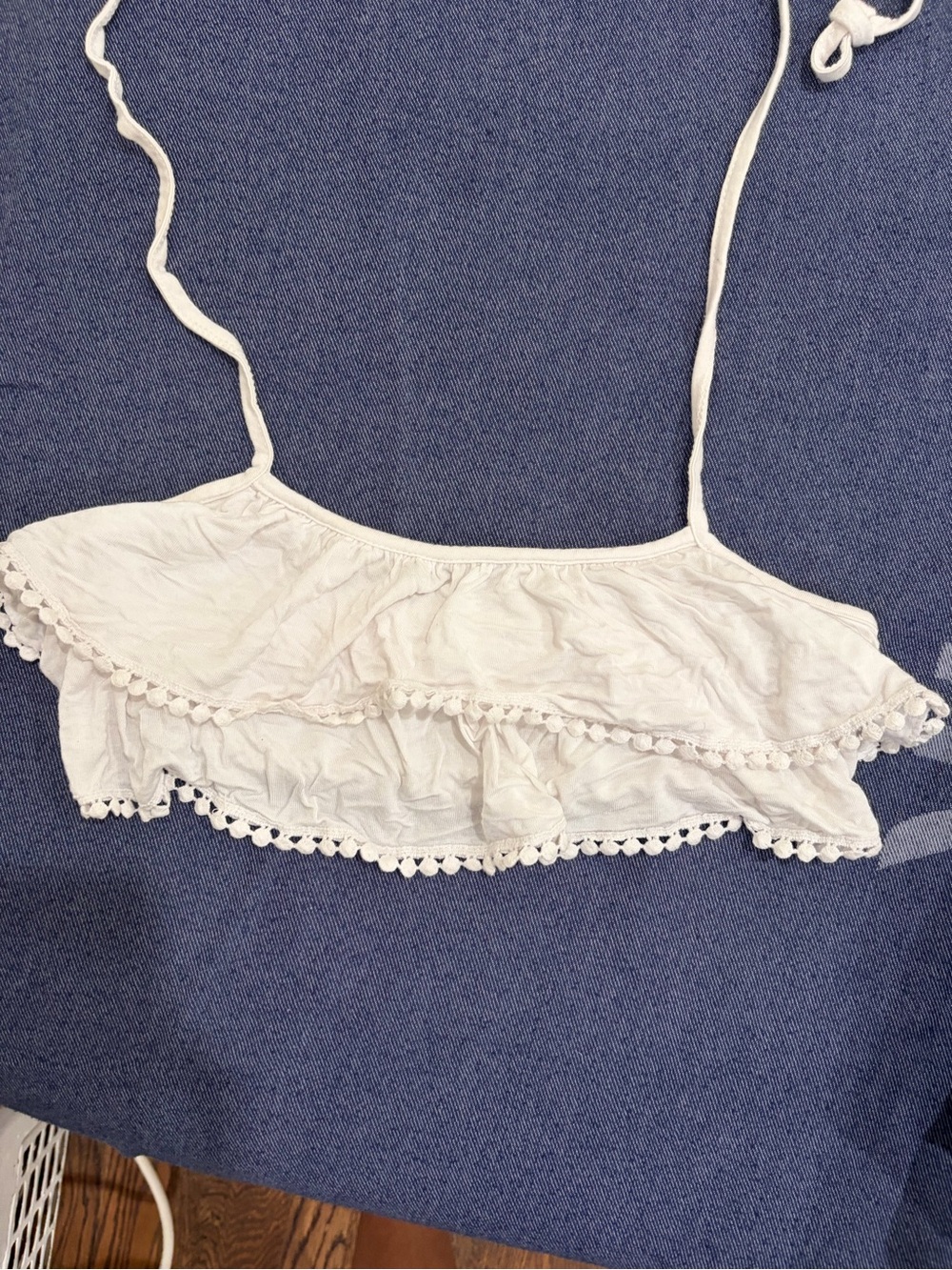 Nasty Gal White Ruffled Tie-Strap Crop Top